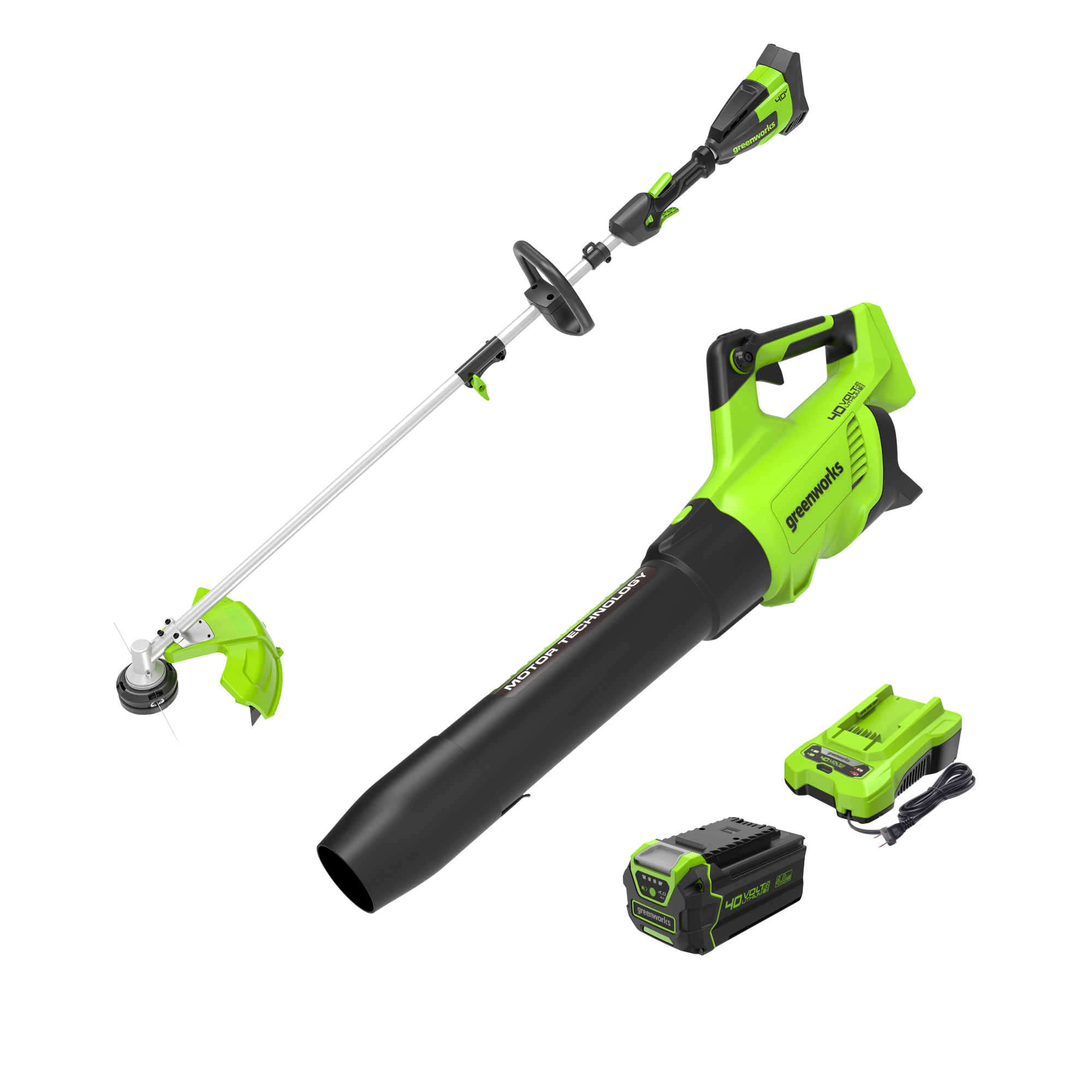 40V 550 CFM Cordless Battery Leaf Blower and 16"  Attachment Capable String Trimmer Combo Kit w/ 4Ah Battery and Charger