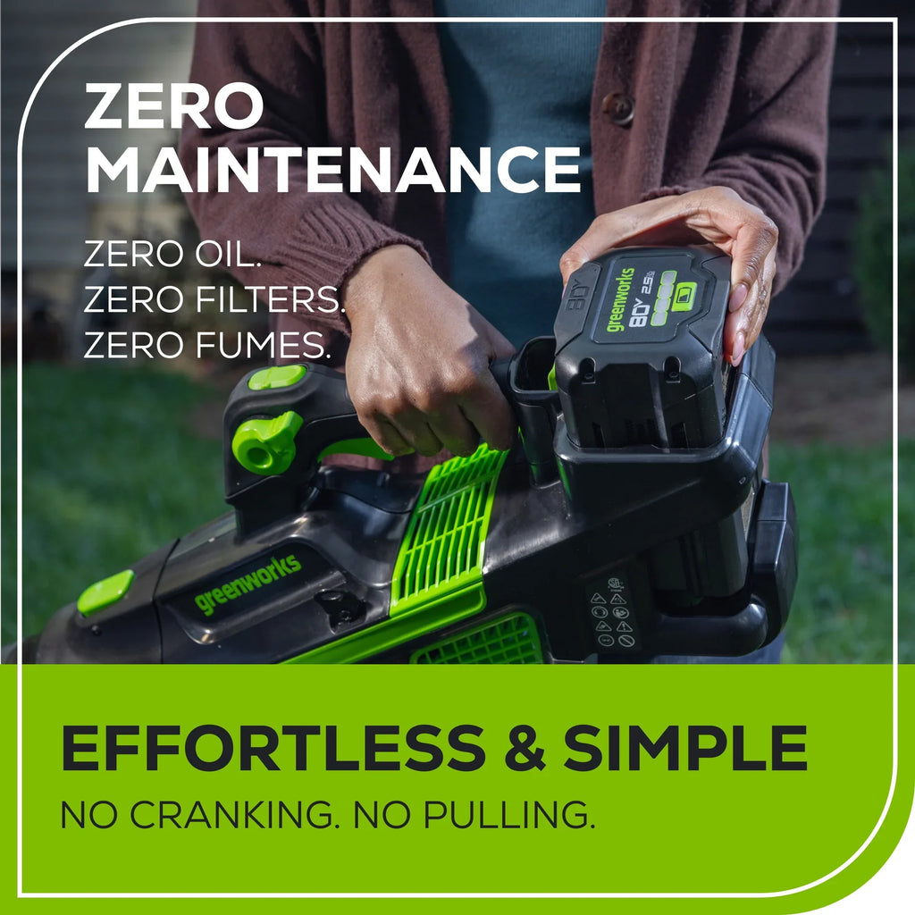 80V 800 CFM Brushless Leaf Blower w/ 2.5Ah Battery & Charger