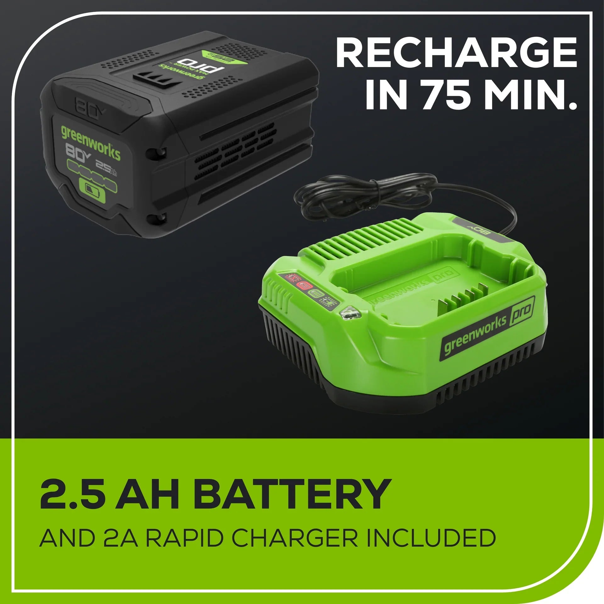 80V 800 CFM Brushless Leaf Blower w/ 2.5Ah Battery & Charger