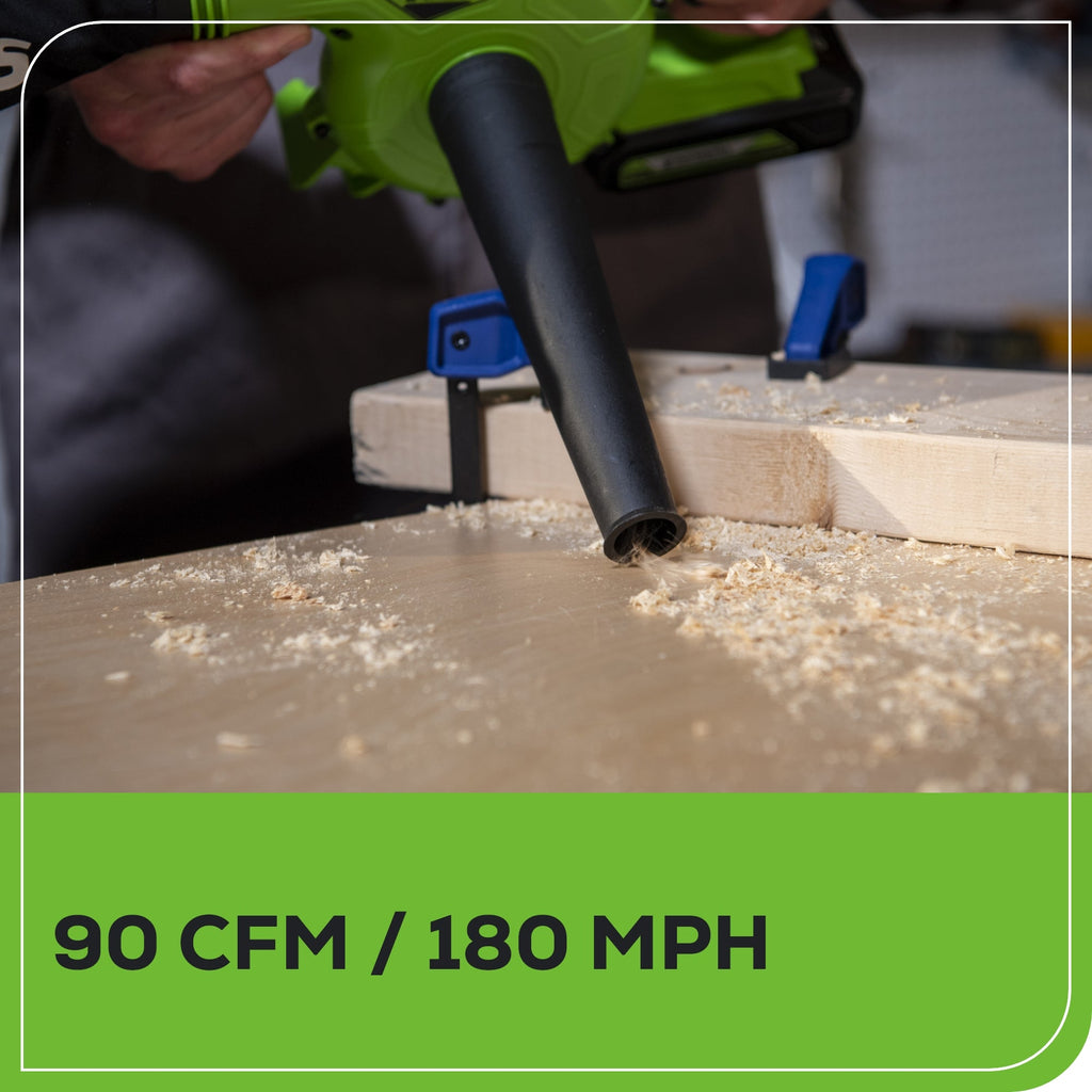 24V 90 CFM Shop Blower w/ 2.0Ah USB Battery & Charger