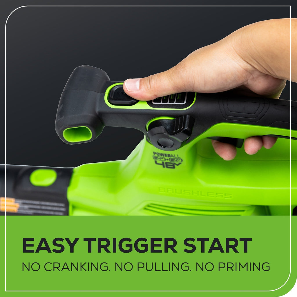 48V (24V x 2) 520 CFM Cordless Battery BL Leaf Blower/Vacuum w/ (2) 4.0Ah Battery & Dual Port Charger