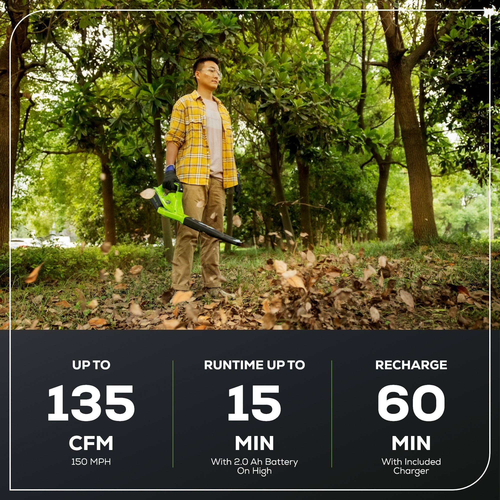 40V 135 CFM Cordless Battery Leaf Blower w/ 2.0 Ah Battery & Charger