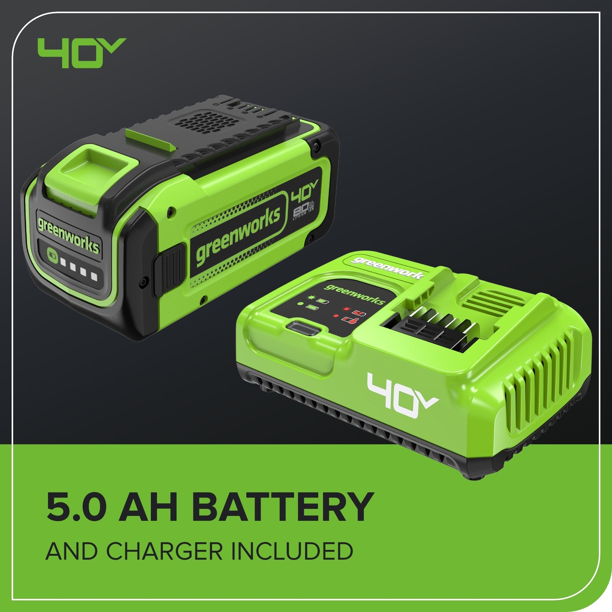 40V 730 CFM Cordless Battery Leaf Blower w/ 5.0Ah Battery & 5A Charger