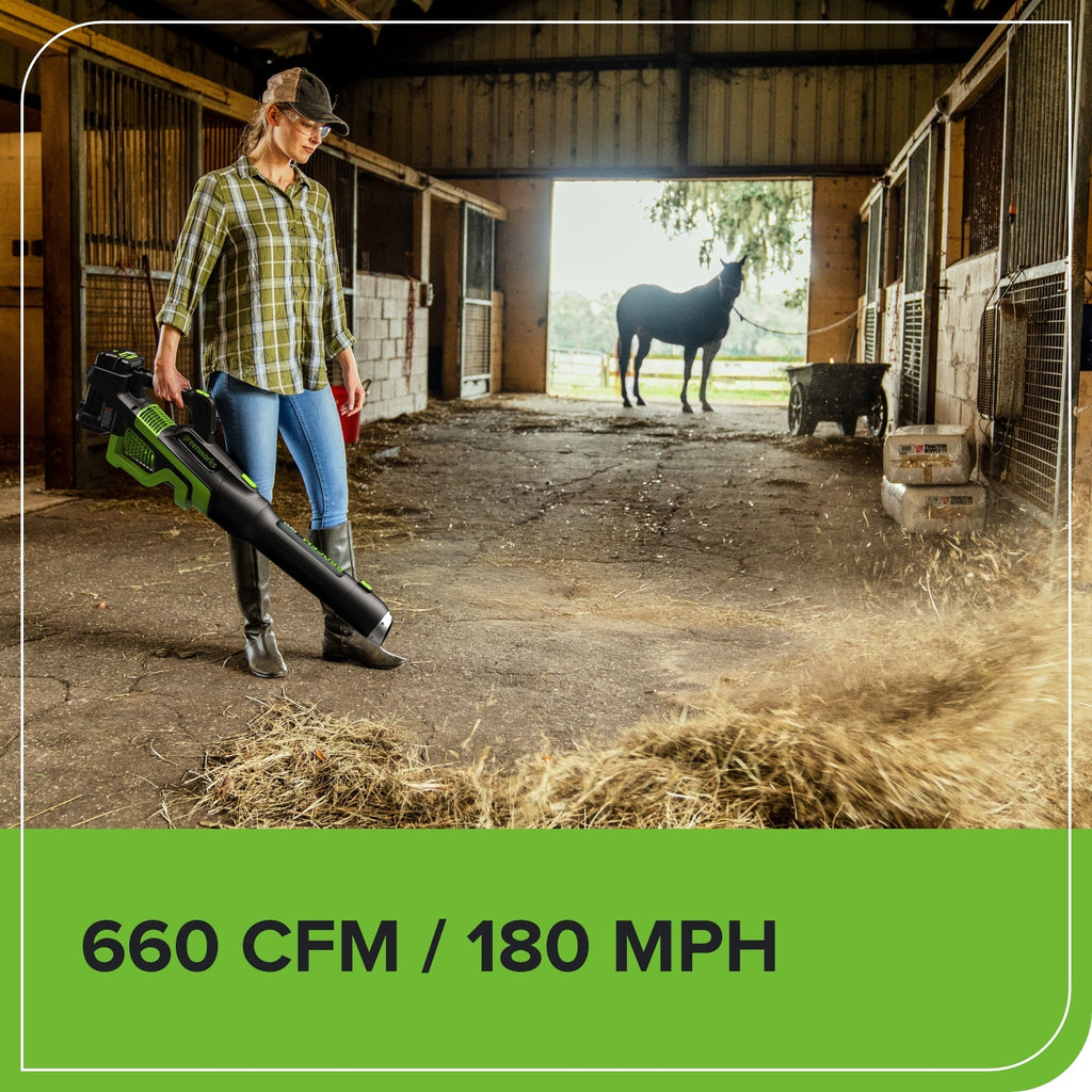 60V 660 CFM Cordless Battery Brushless Leaf Blower w/ 2.5Ah Battery & Charger