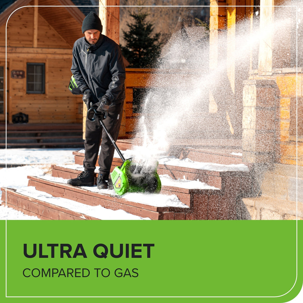 80V 12" Cordless Battery LED Snow Shovel w/ Directional Vanes, 2.5Ah Battery and Charger