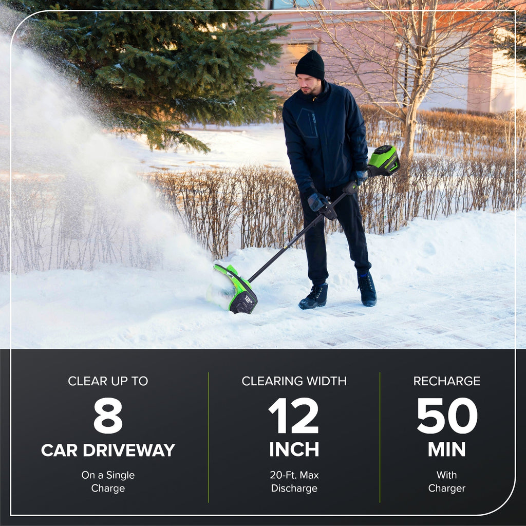 80V 12" Cordless Battery LED Snow Shovel w/ Directional Vanes (Tool Only)