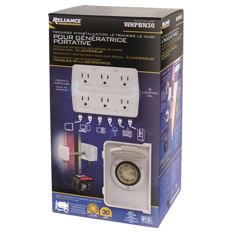 Reliance Controls 30 amps 125 V 6 space 6 circuits Surface Mount Generator Power Transfer Kit