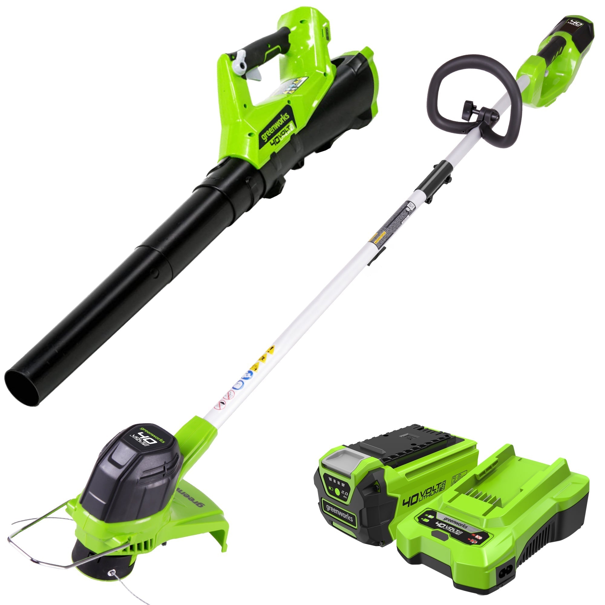 40V 12" Cordless String Trimmer and Leaf Blower Combo Kit w/ 2.0Ah Battery & Charger