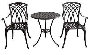 Seasonal Trends IP-XG1022 Bistro Set, KD Construction, 3-Piece, 225 lbs Seating, Aluminum Tabletop, Antique Bronze Seat