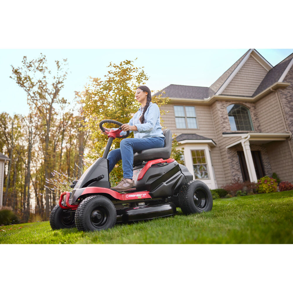 Troy-Bilt TB30E XP 30 in. 56-Volt MAX 30 Ah Battery Lithium-Ion Electric Drive Cordless Riding Lawn Tractor with Mulch Kit Included