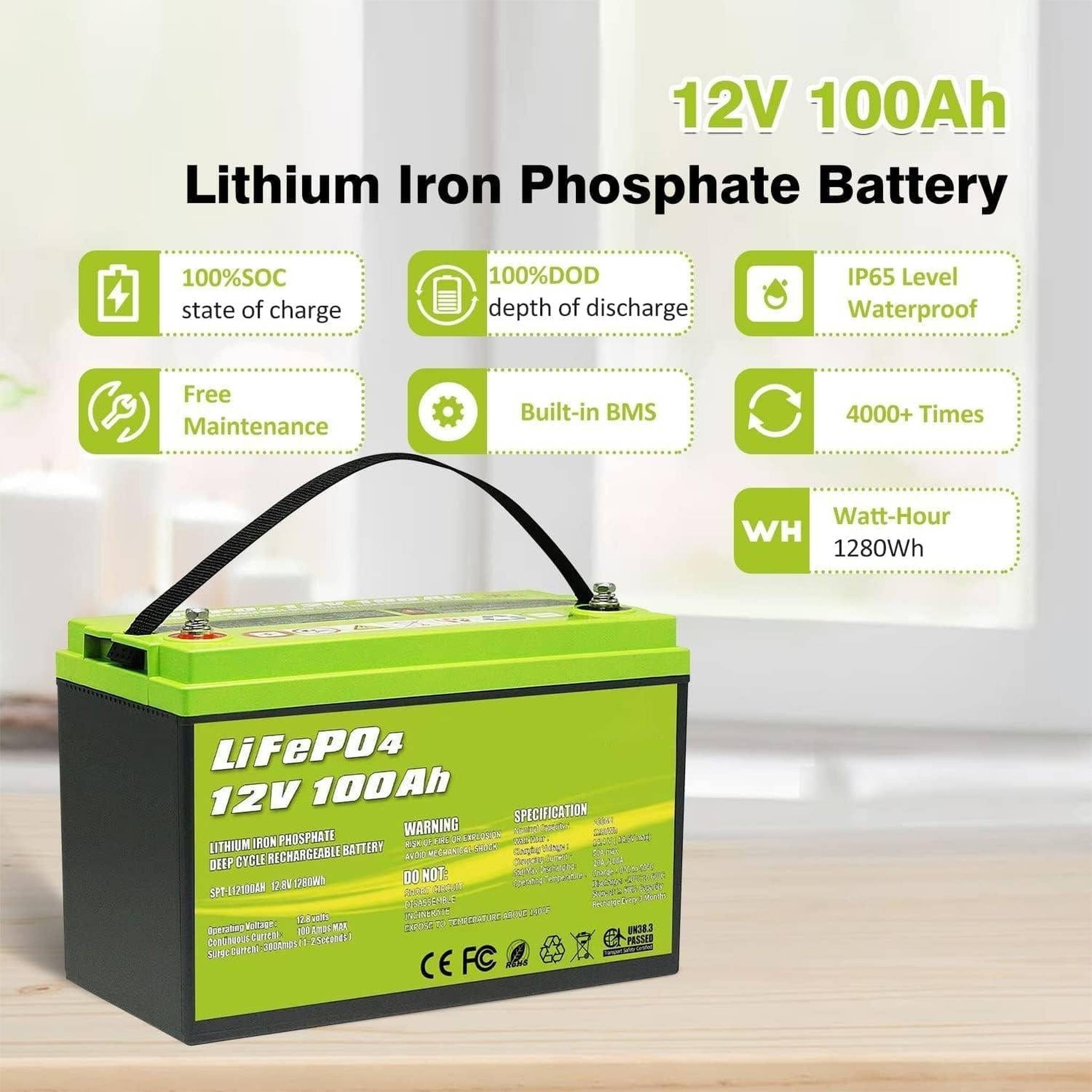 ACOPower | 12V 100Ah LiFePO4 Deep Cycle Lithium Battery