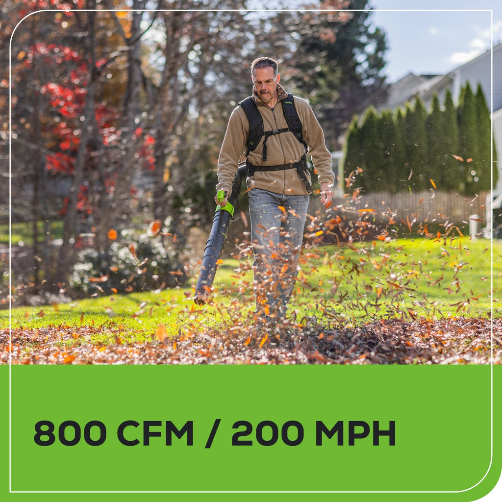 80V 800CFM Cordless Battery Dual Port Backpack Blower w/ (2) 5Ah Battery & Dual Port Rapid Charger