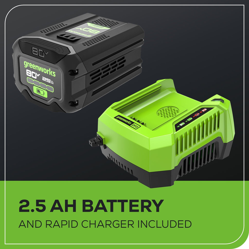 80V 12" Cordless Battery LED Snow Shovel w/ Directional Vanes, 2.5Ah Battery and Charger