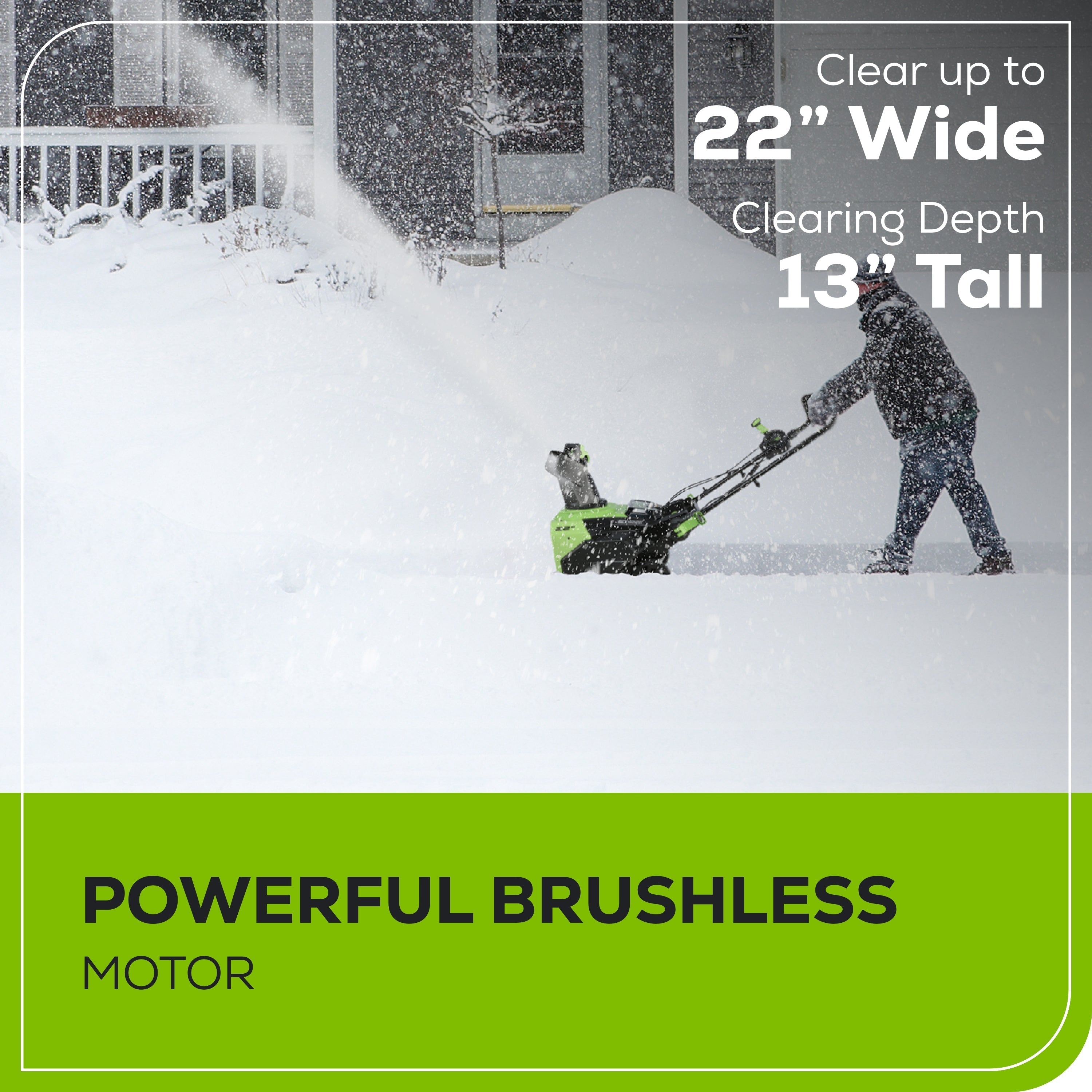60V 22" Cordless Battery Single-Stage Snow Blower w/ Two (2) 5.0 Ah Batteries & Dual-Port Charger