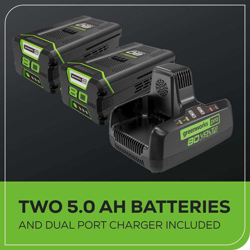 80V 24" Cordless Battery Two-Stage Snow Blower w/ Two (2) 5.0 Ah Batteries & Dual-Port Rapid Charger