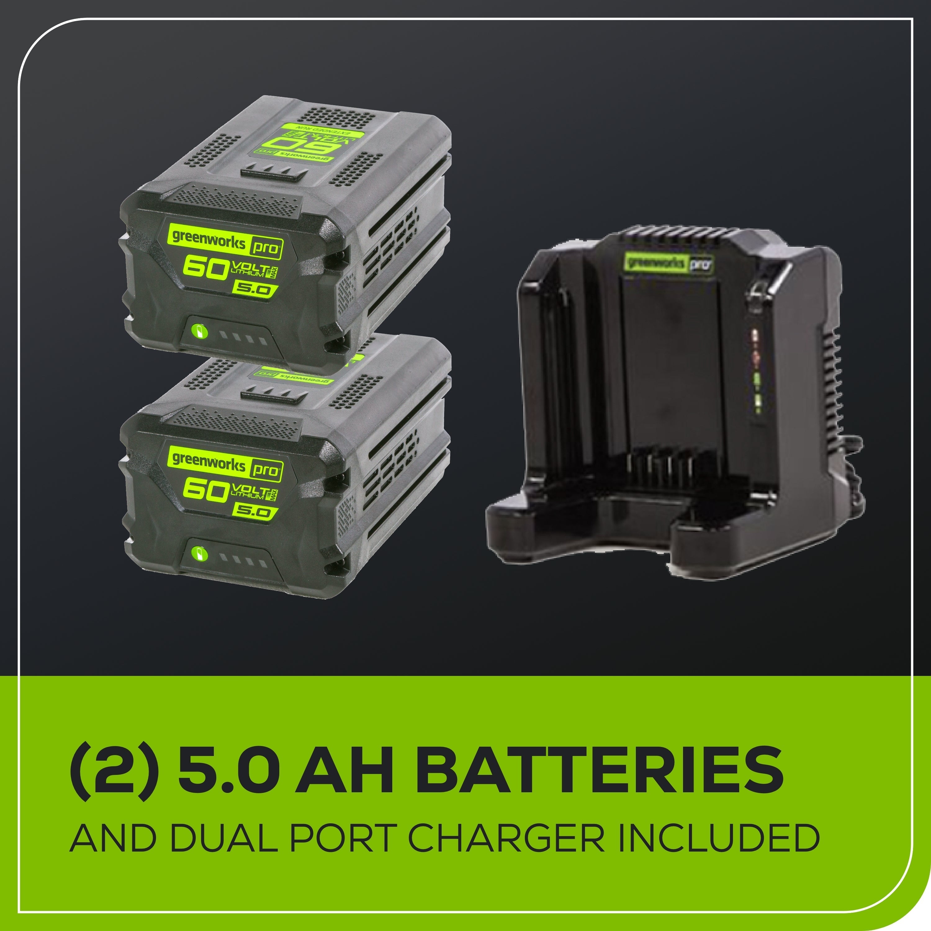 60V 22" Cordless Battery Single-Stage Snow Blower w/ Two (2) 5.0 Ah Batteries & Dual-Port Charger