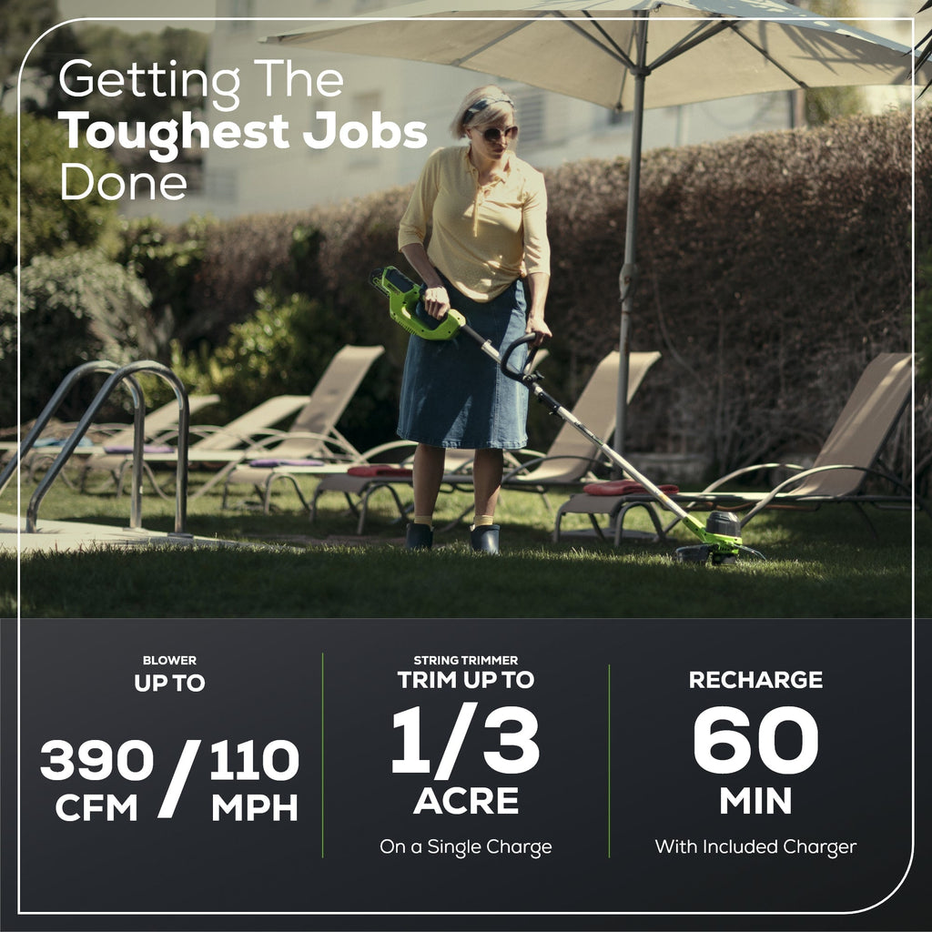 40V 12" Cordless String Trimmer and Leaf Blower Combo Kit w/ 2.0Ah Battery & Charger