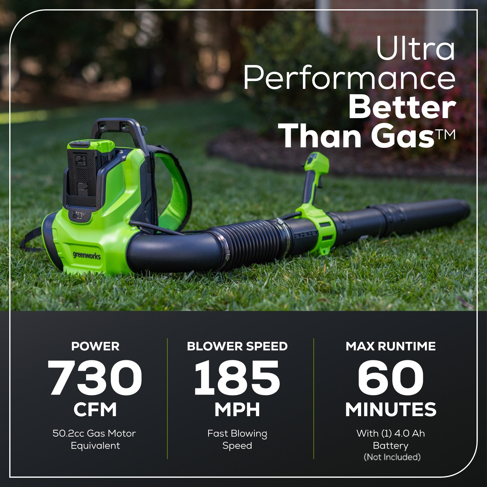 60V 730 CFM Cordless Battery Backpack Blower (Tool Only)