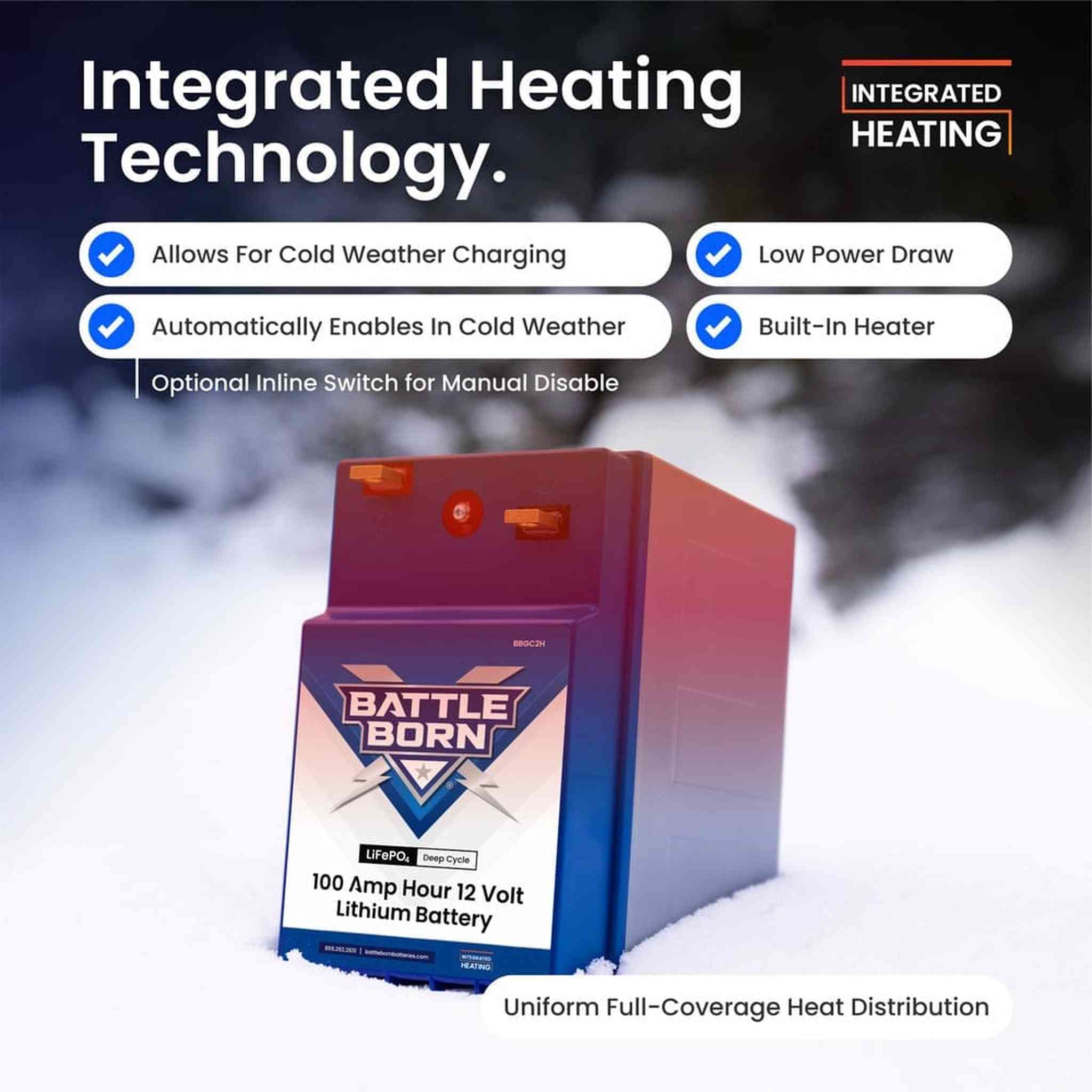 Battle Born Batteries | 100Ah 12V GC2 LiFePO4 Heated Battery Kit