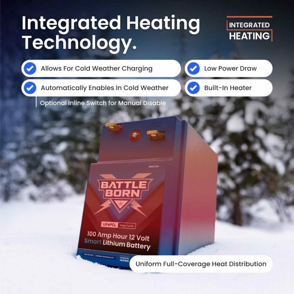 Battle Born Batteries | 100Ah 12V GC2 Smart Heated LiFePO4 Deep Cycle Battery Kit