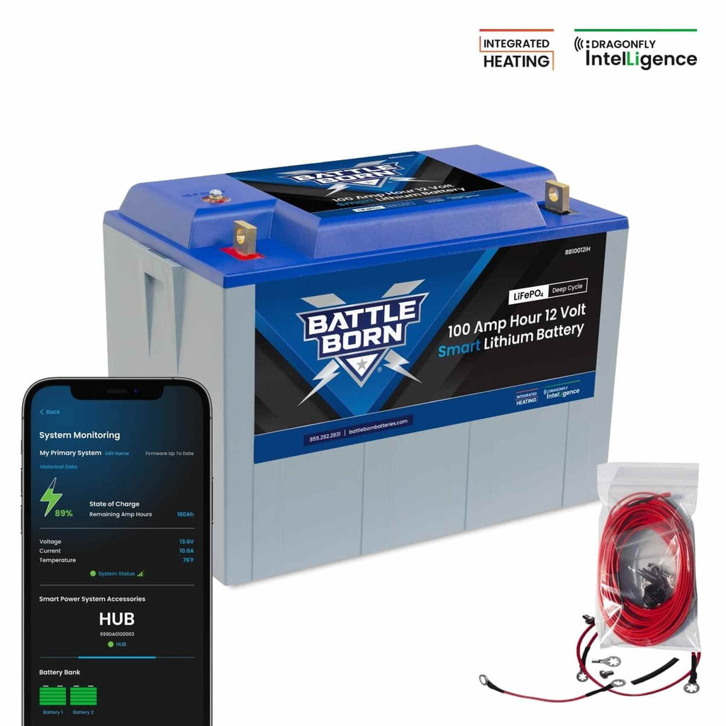 Battle Born Batteries | 100Ah 12V Smart Heated LiFePO4 Deep Cycle Battery Kit