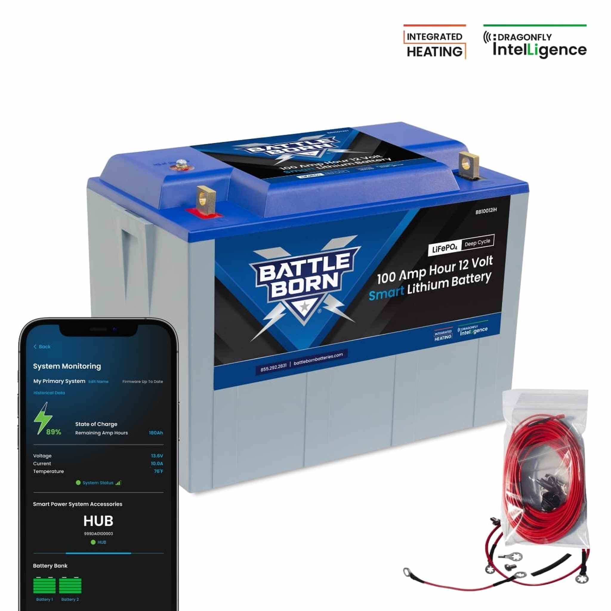 Battle Born Batteries | 100Ah 12V Smart Heated LiFePO4 Deep Cycle Battery Kit