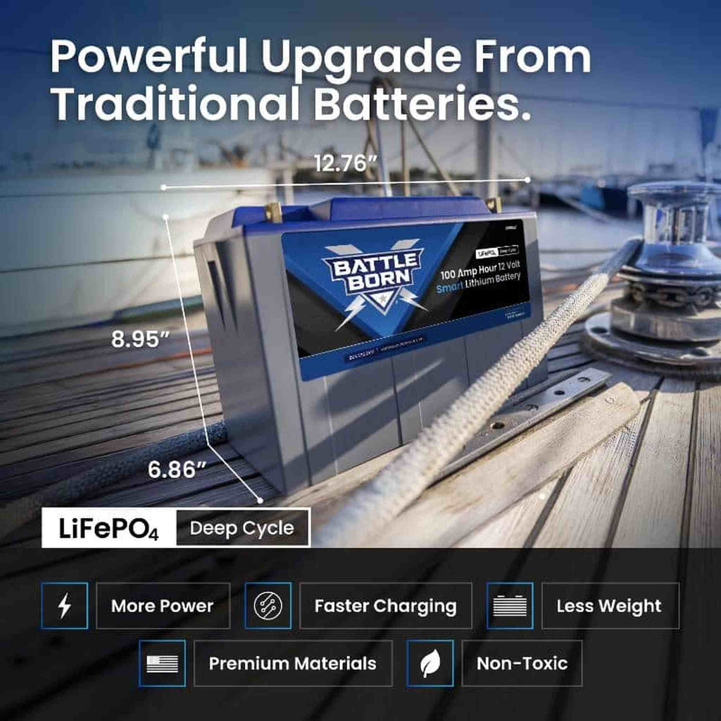 Battle Born Batteries | 100Ah 12V Smart Heated LiFePO4 Deep Cycle Battery Kit