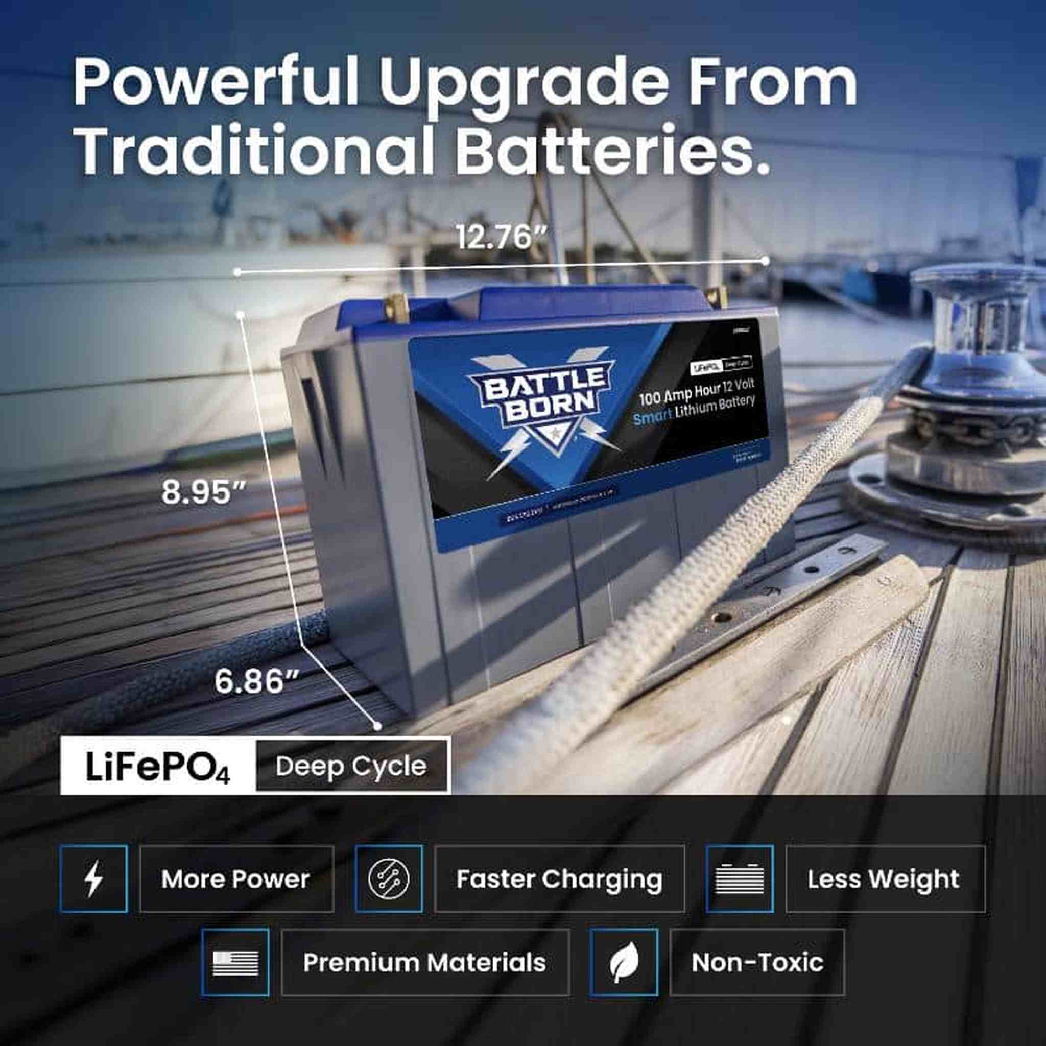 Battle Born Batteries | 100Ah 12V Smart Heated LiFePO4 Deep Cycle Battery Kit