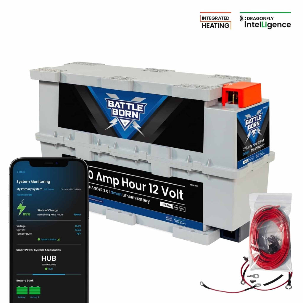 Battle Born Batteries | 270Ah 12V GC3 Smart Heated LiFePO4 Deep Cycle Battery Kit