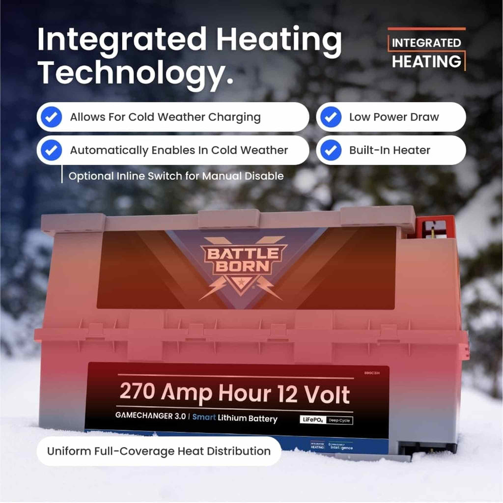 Battle Born Batteries | 270Ah 12V GC3 Smart Heated LiFePO4 Deep Cycle Battery Kit