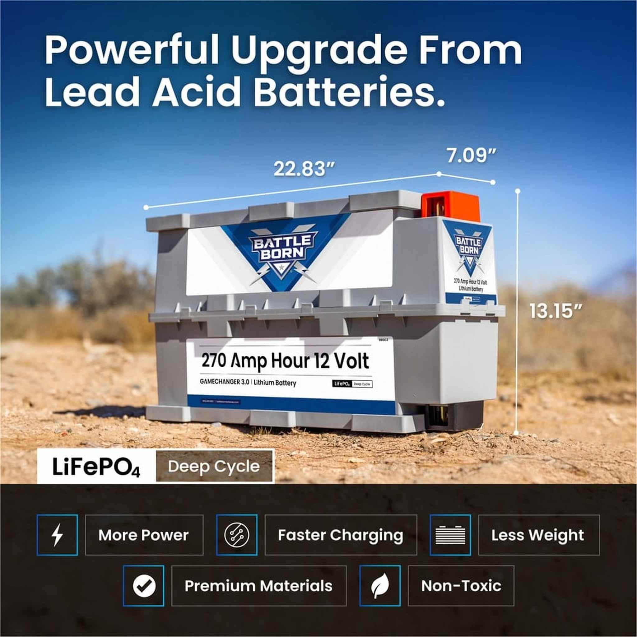 Battle Born Batteries | 270Ah 12V LiFePO4 Deep Cycle GC3 Battery