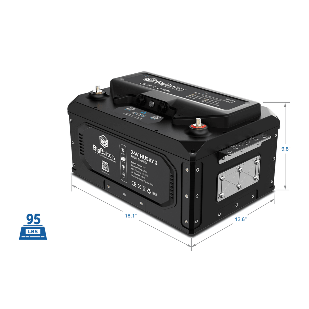 Big Battery | 24V HUSKY 2 INV Lithium Battery 5.12Kwh 200Ah | LiFePO4 | Inverter Comms | RV | Off-Grid | Marine Battery