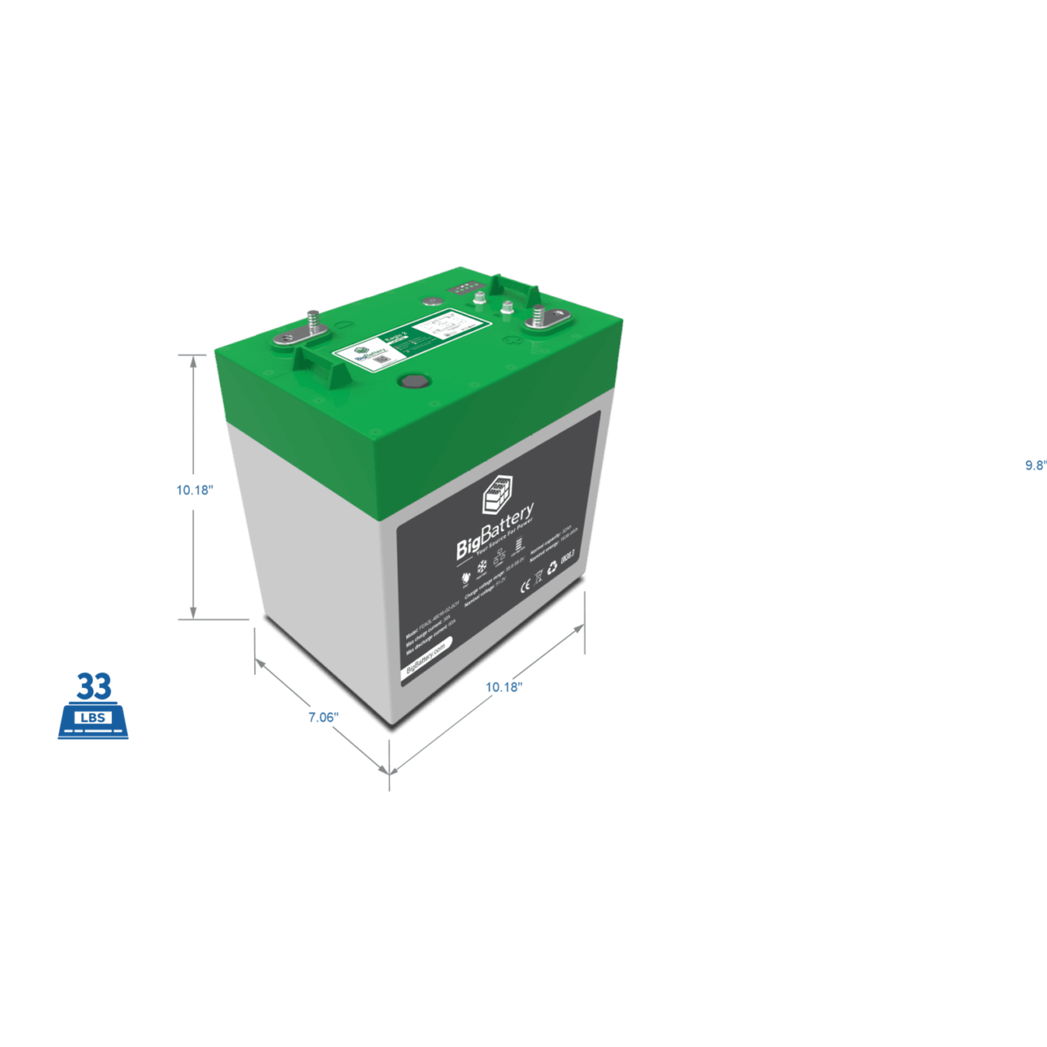 Big Battery | 48V EAGLE 2 – LiFePO4 – 32Ah – 1.63kWh – Golf & Utility Cart Battery