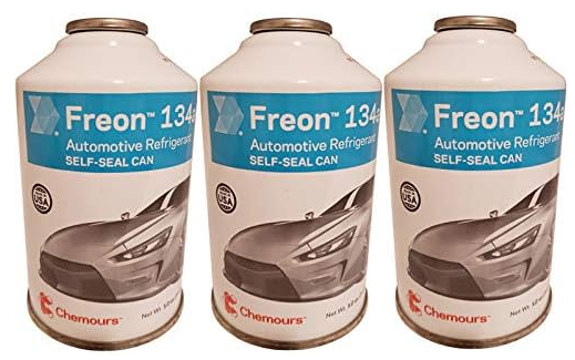 Chemours Brand R134a Refrigerant for MVAC use in a 12-Ounce Self-Sealing Container (3 Pack)