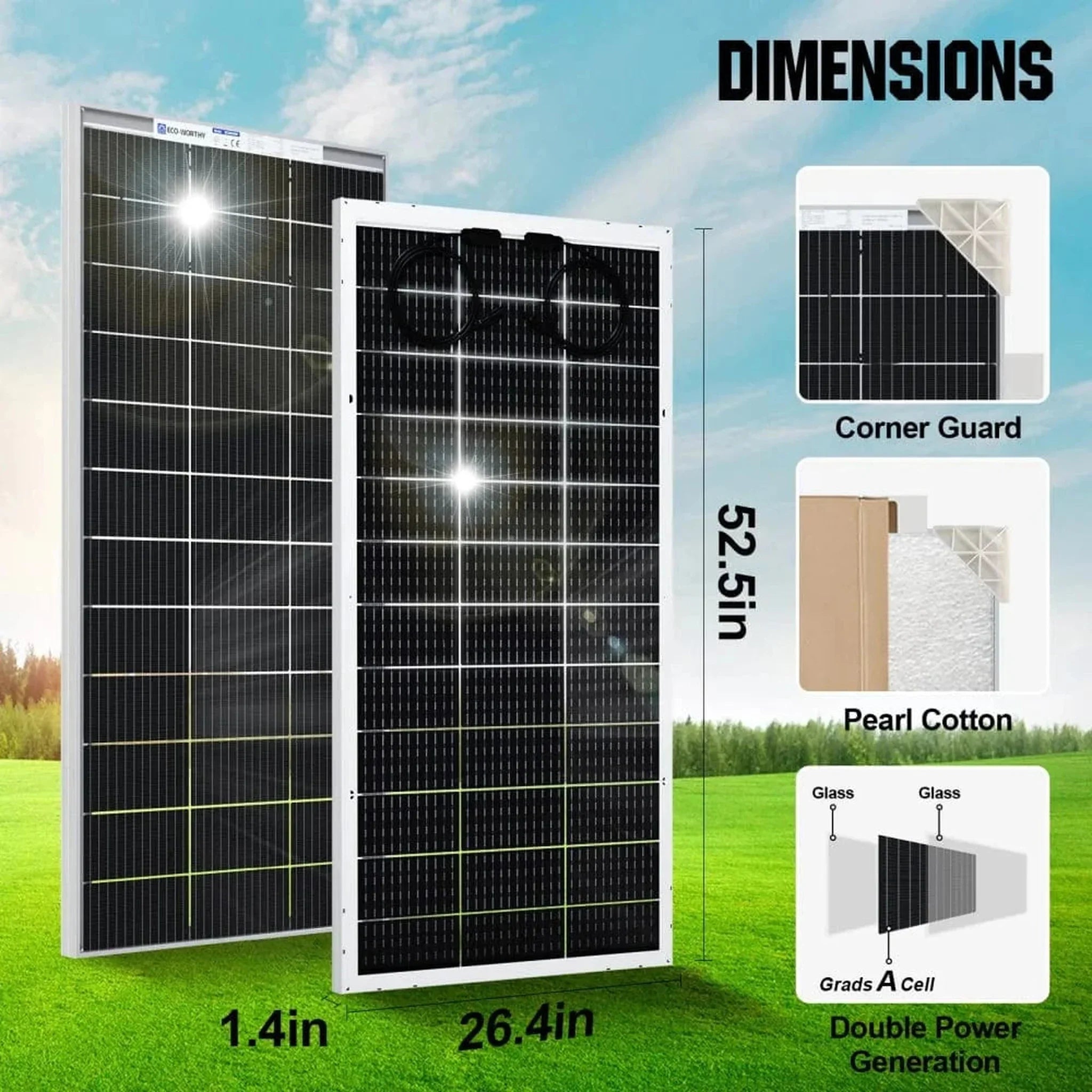 Eco-Worthy | 4800W 48V (24x Bifacial 195W) Complete MPPT Off Grid Solar Kit