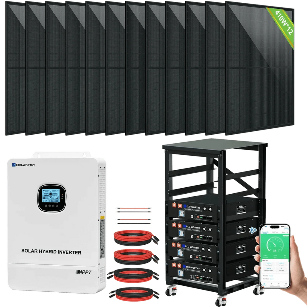Eco-Worthy |Complete Off-Grid Solar Power System - 10000W 120/240V Output | 20.48kWh Lithium Battery