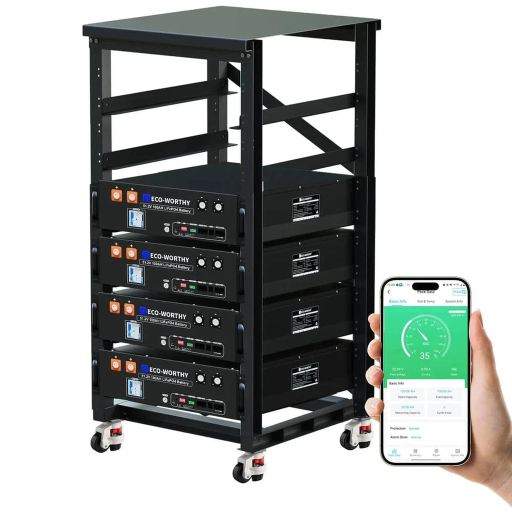 Eco-Worthy | ECO-WORTHY 48V 100Ah Server Rack Battery,5.12kWh Lithium Battery,3U Size,With Bluetooth & Wifi (v3)