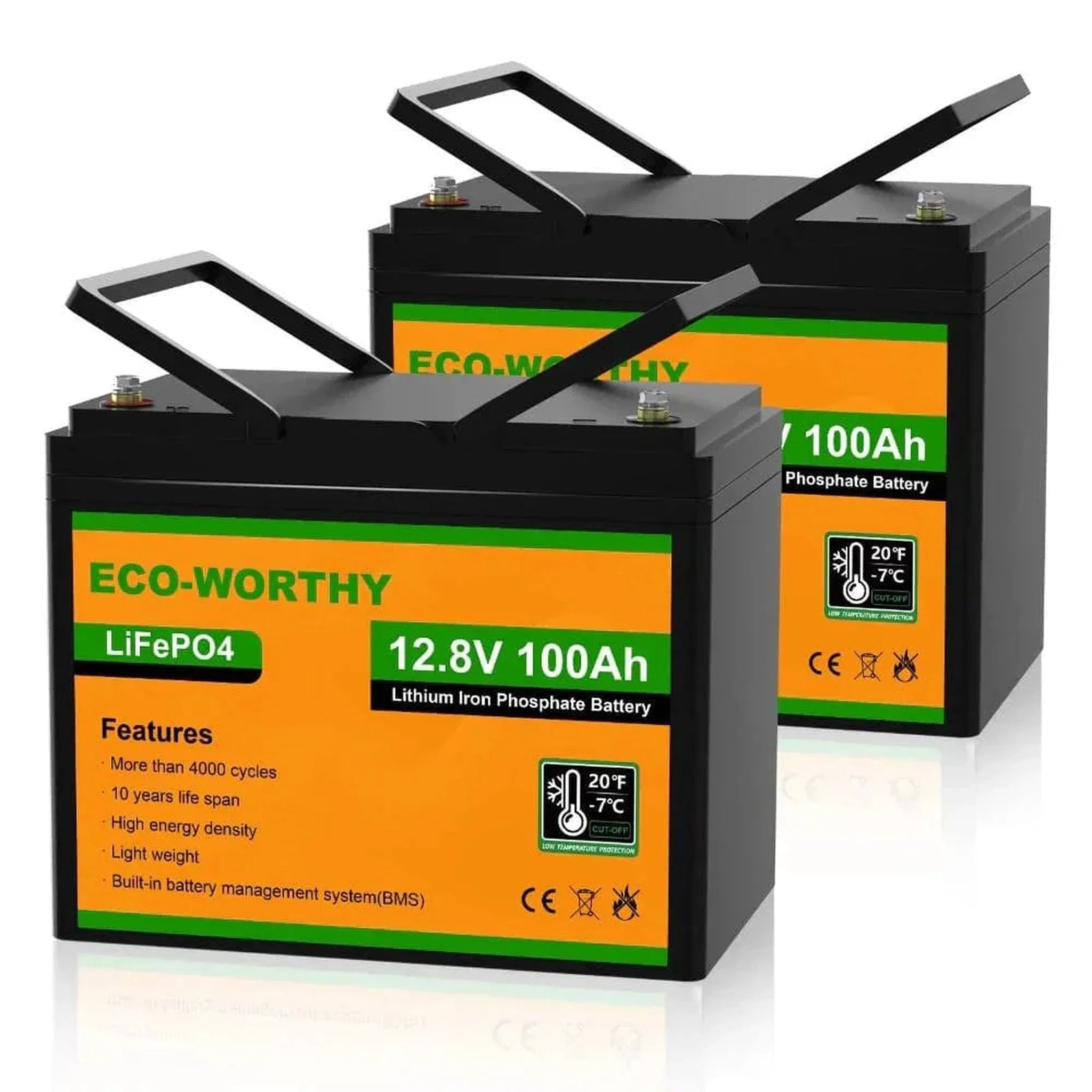 Eco-Worthy | LiFePO4 12V 100Ah Lithium Iron Phosphate Battery With Low Temperature Protection