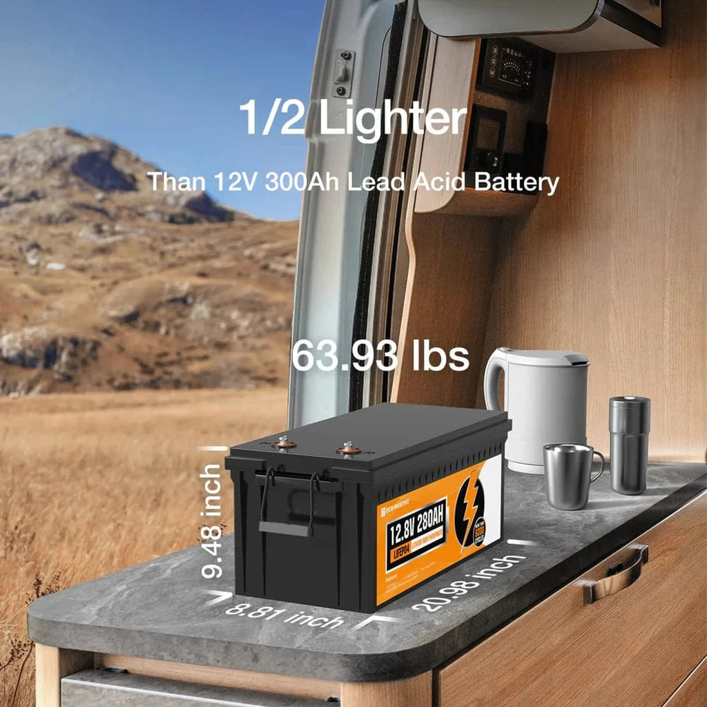 Eco-Worthy | LiFePO4 12V 280Ah Lithium Iron Phosphate Battery With Bluetooth