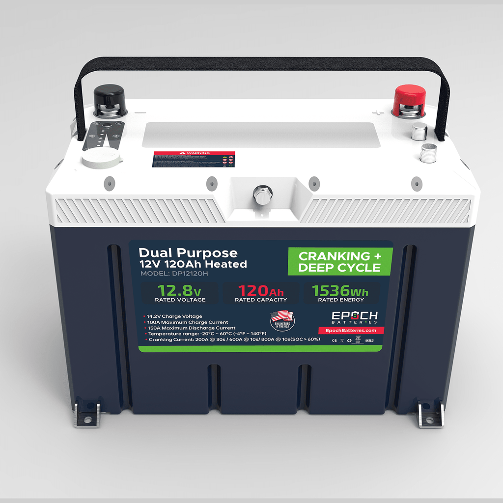 Epoch Batteries | 12V 120Ah - Group 27 - Cranking & Deep Cycle Lithium Battery (Dual Purpose)