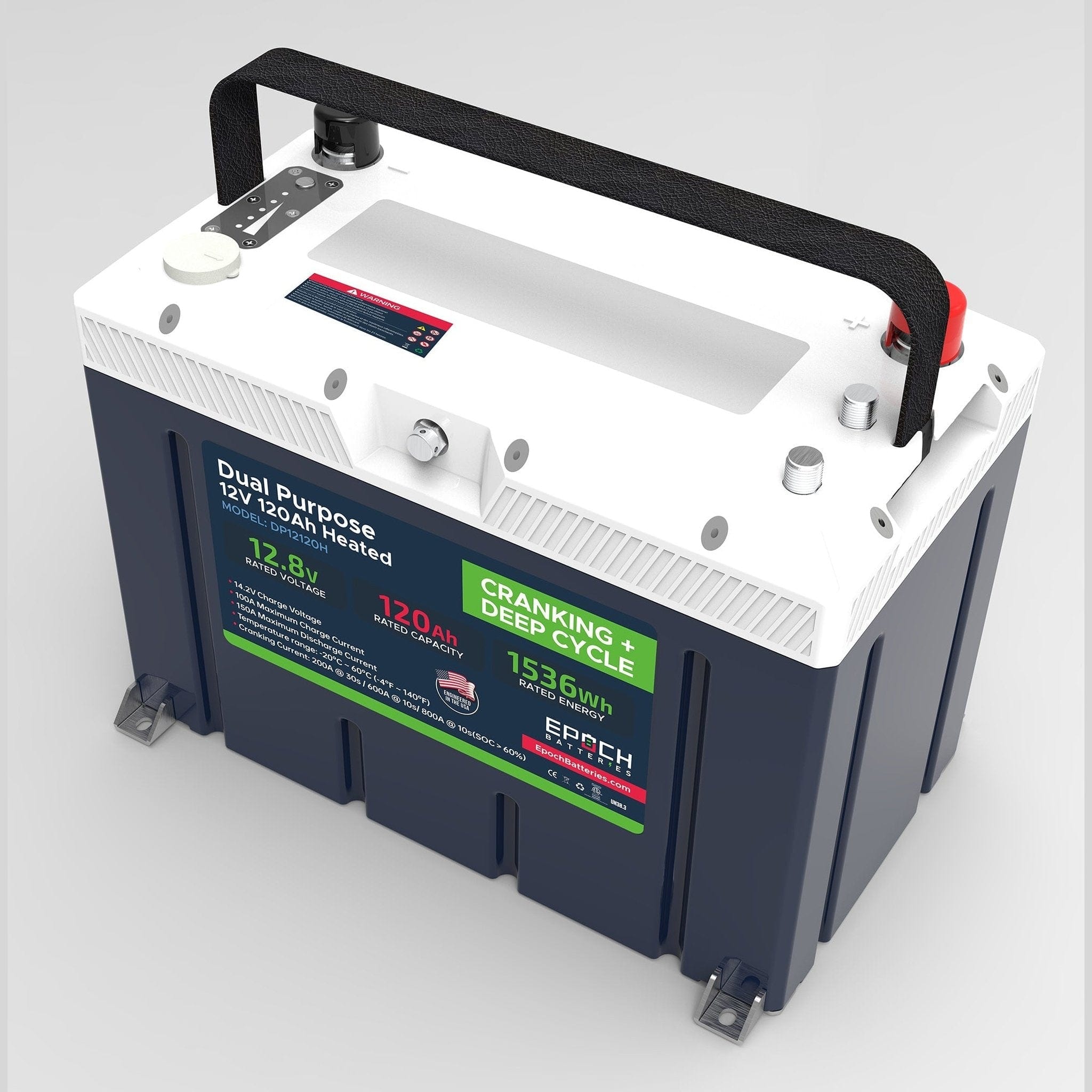 Epoch Batteries | 12V 120Ah - Group 27 - Cranking & Deep Cycle Lithium Battery (Dual Purpose)