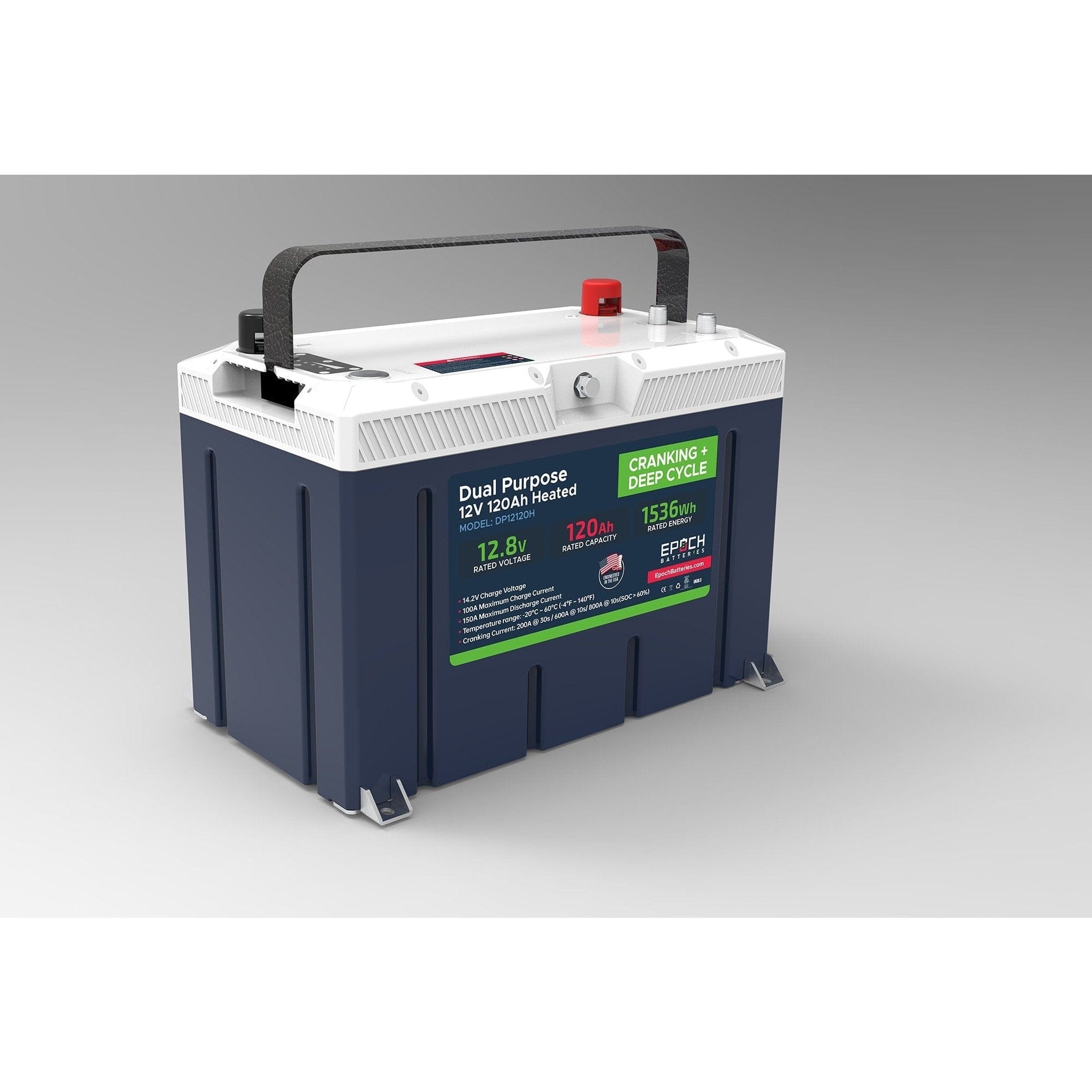 Epoch Batteries | 12V 120Ah - Group 27 - Cranking & Deep Cycle Lithium Battery (Dual Purpose)