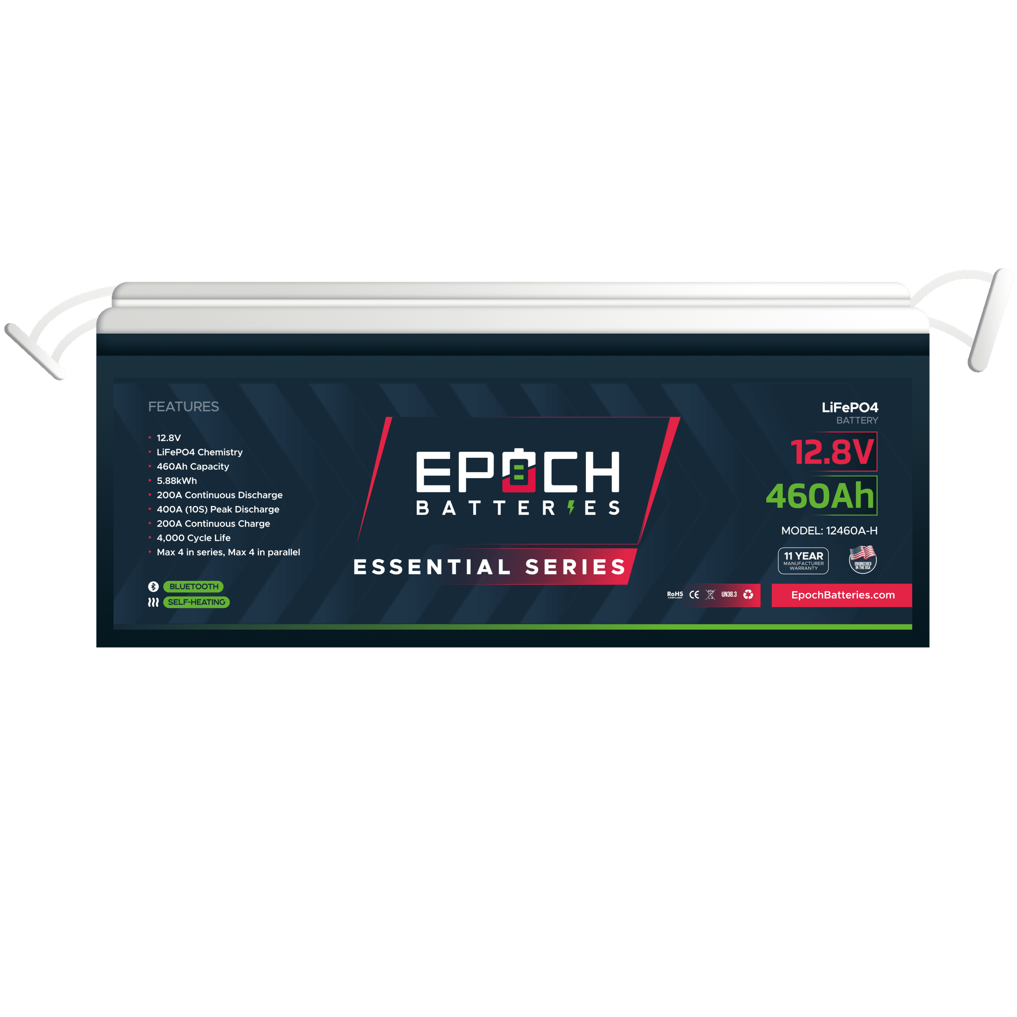 Epoch Batteries | Essentials Series | 12V 460Ah | Heated & Bluetooth LiFePO4 Battery