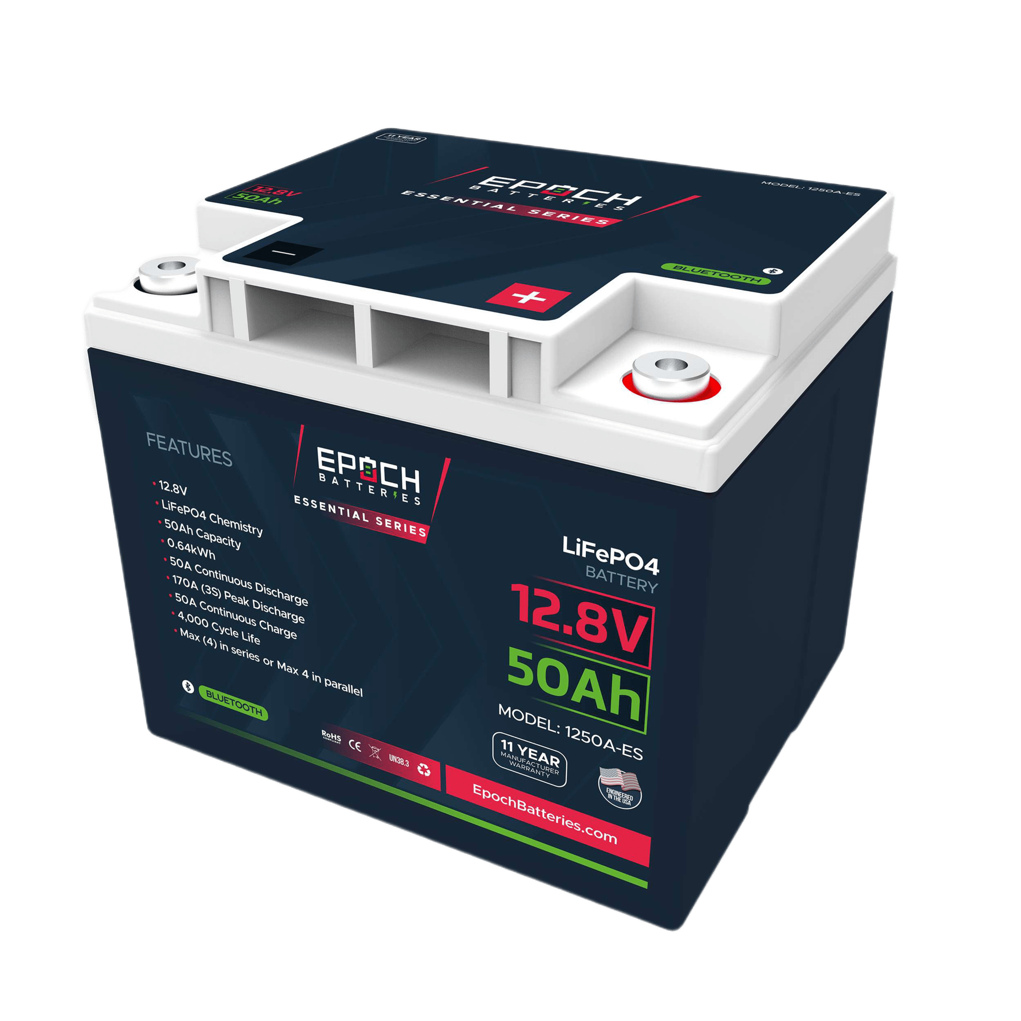 Epoch Batteries | 12V 50Ah | Bluetooth | LiFePO4 Battery - Epoch Essentials
