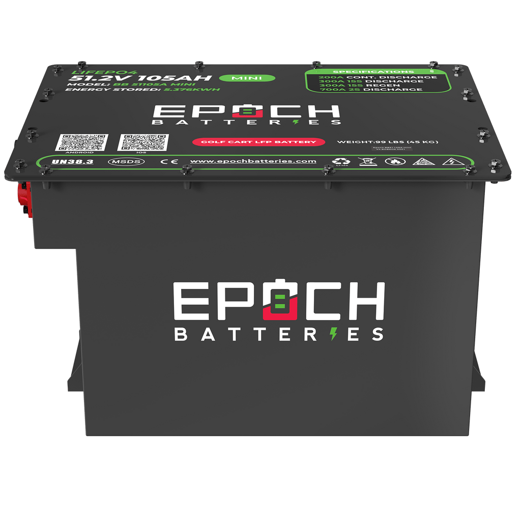 Epoch Batteries | 48V 105Ah MINI LiMax Series LiFePO4 Golf Cart Battery Complete Kit