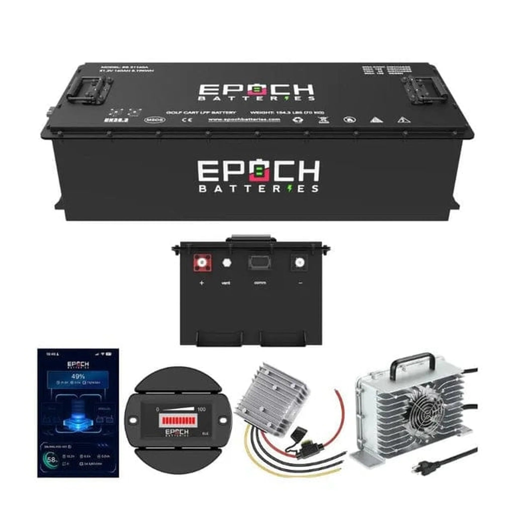 Epoch Batteries | 48V 160Ah Lithium (LiFePO4) Golf Cart Battery - Complete Kit