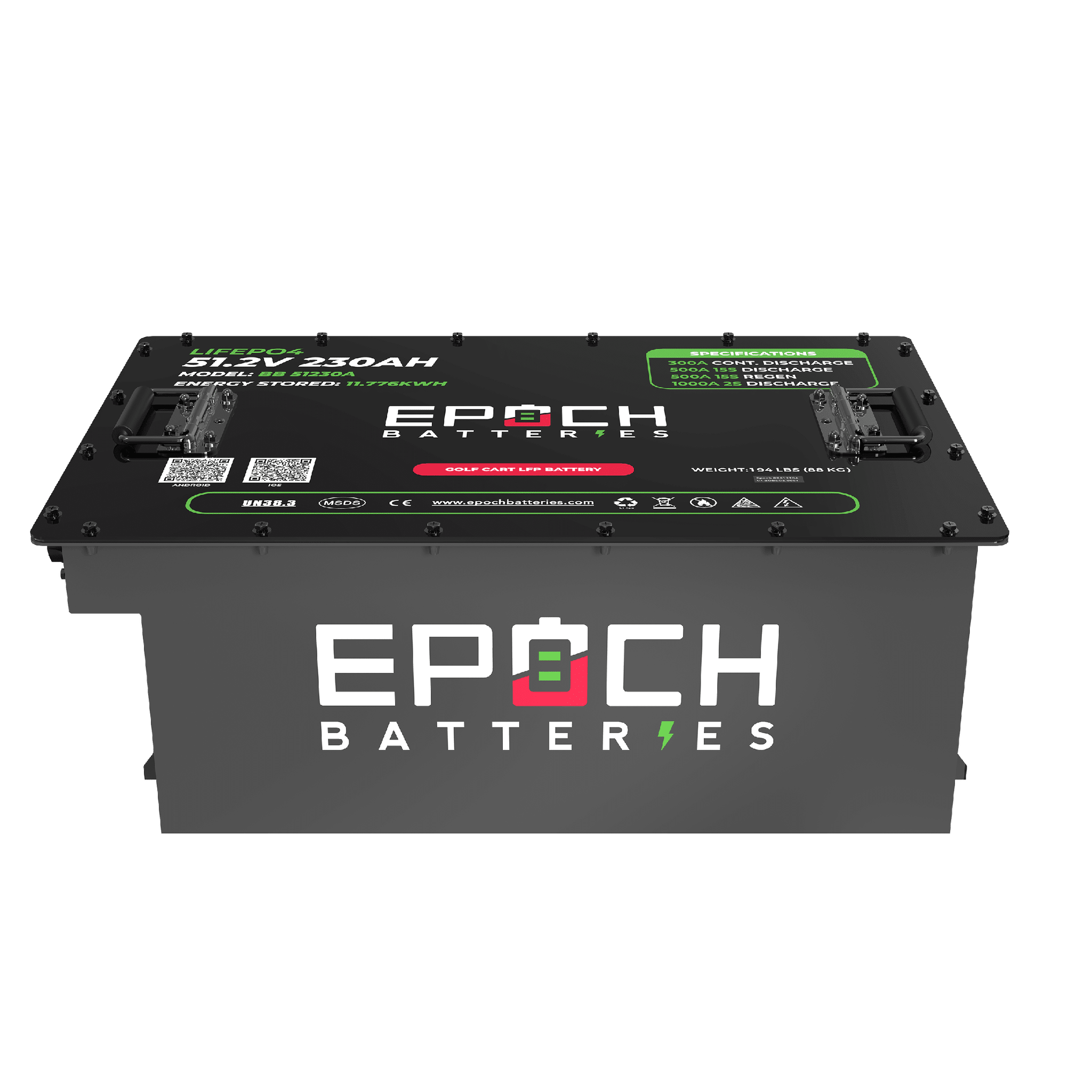 Epoch Batteries | 48V 230Ah LiMax Series LiFePO4 Golf Cart Battery Complete Kit