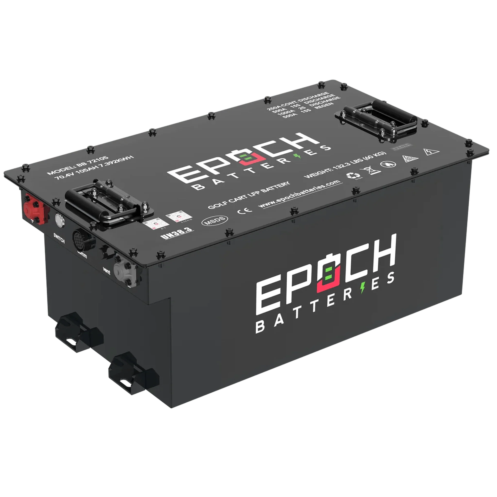 Epoch Batteries | 70.4V (72V) 105ah - LiMax Series Lithium LiFePO4 Golf Cart Battery - Complete Kit
