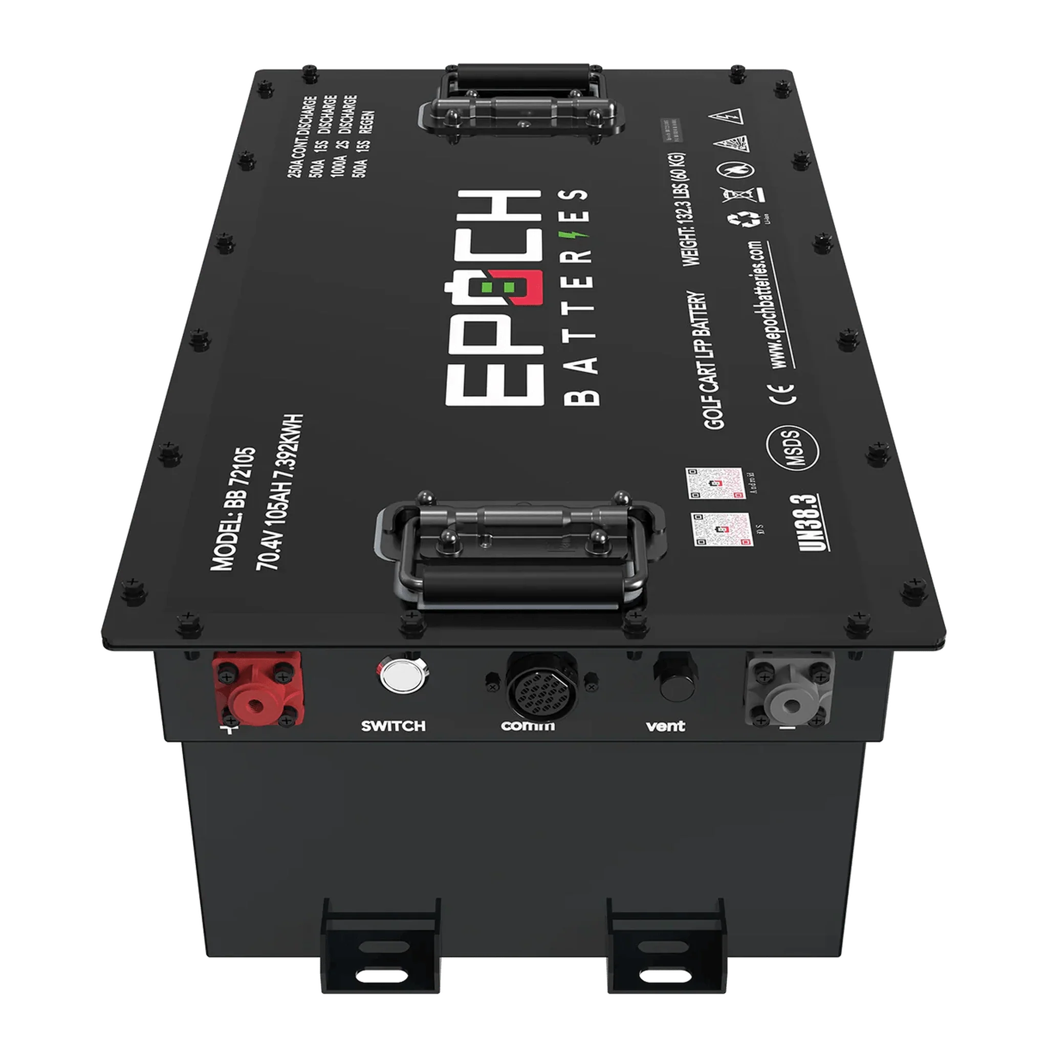 Epoch Batteries | 70.4V (72V) 105ah - LiMax Series Lithium LiFePO4 Golf Cart Battery - Complete Kit