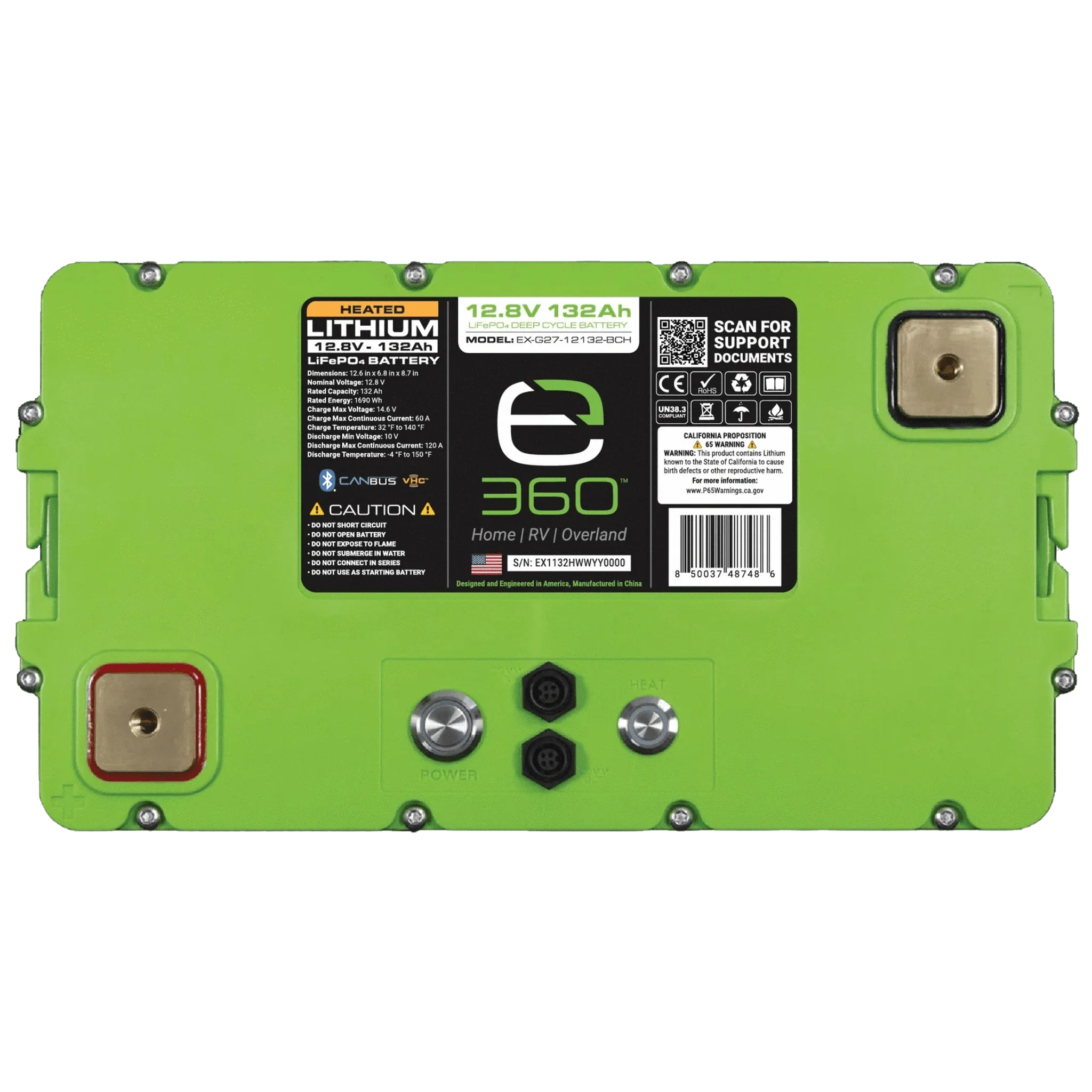 Expion360 | 12V 132Ah Group 27 SmartTalk™ & VHC™ Lithium Battery